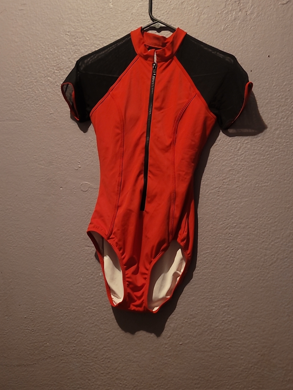 VENUS Red and Black Zip-Front Kids One-Piece